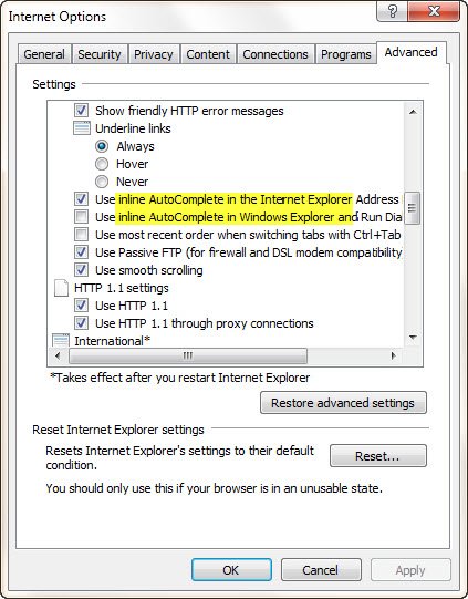 Autocomplete Office 2007 Not Working