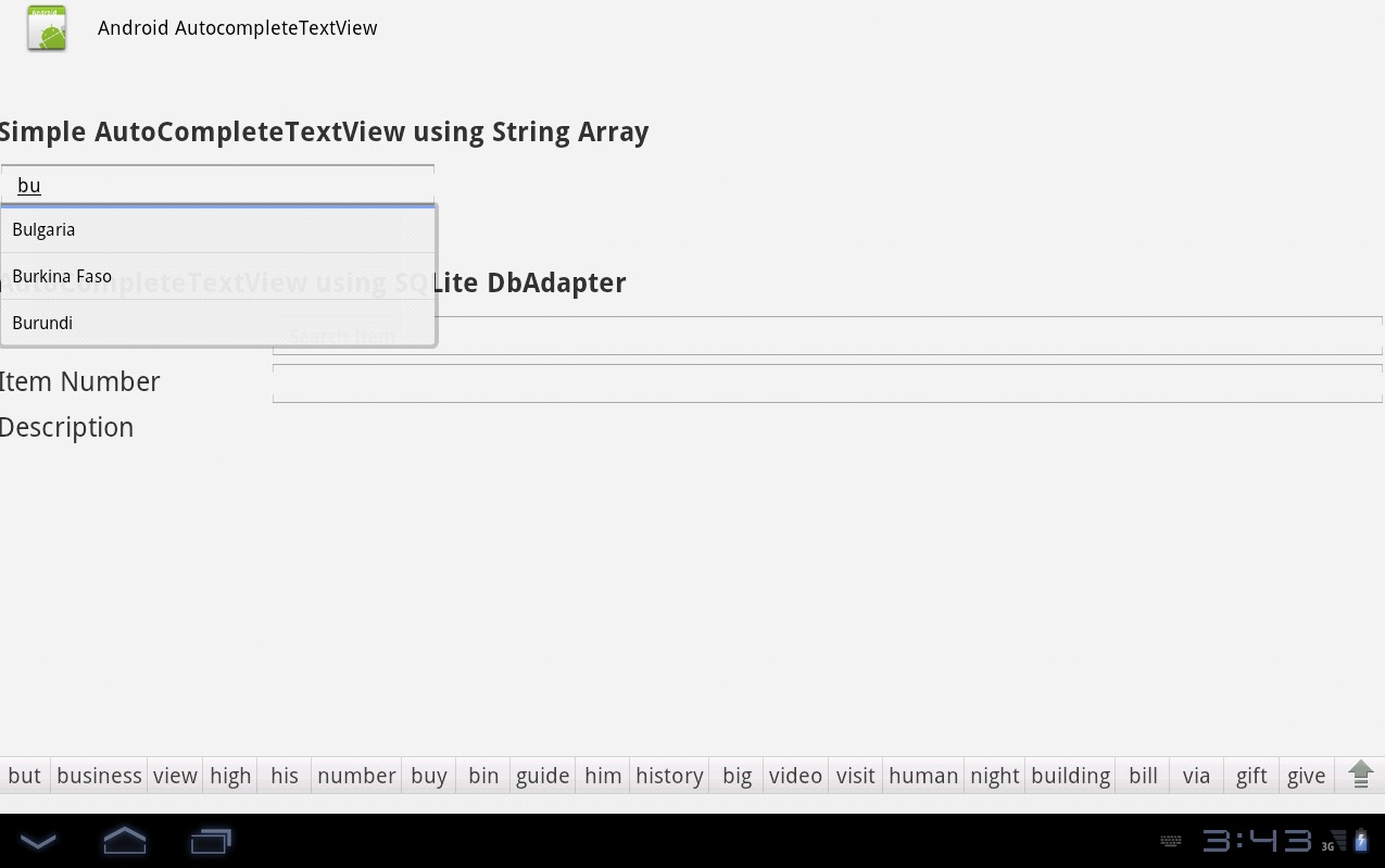 Autocomplete Search Android