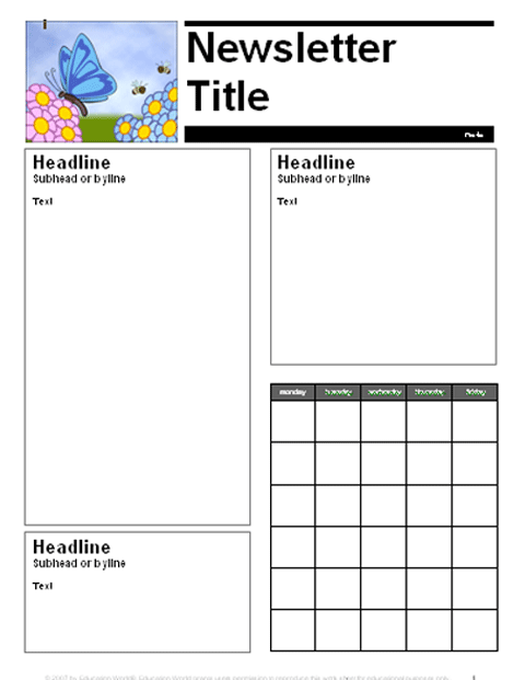 Back To School Newsletter Templates Free