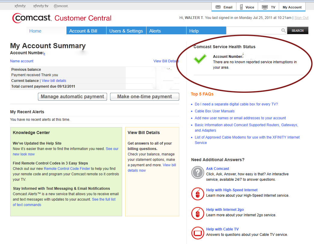 Comcast Network Status