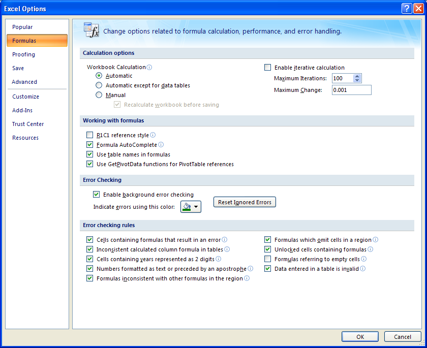 Formula Autocomplete Excel 2007