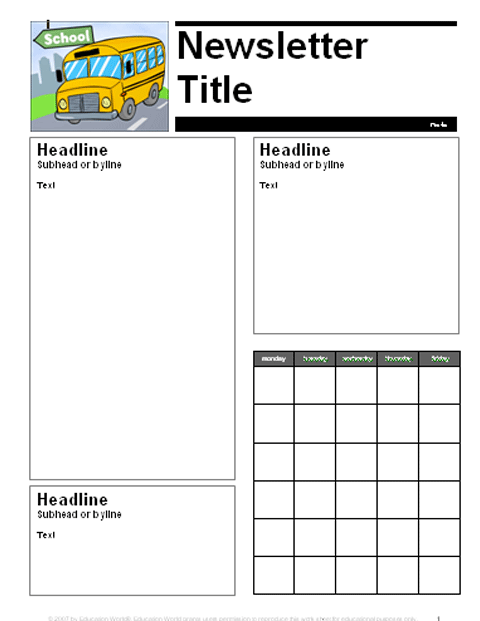 Free School Newsletter Templates For Word