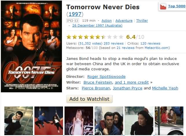 James Bond 007 Tomorrow Never Dies 1997