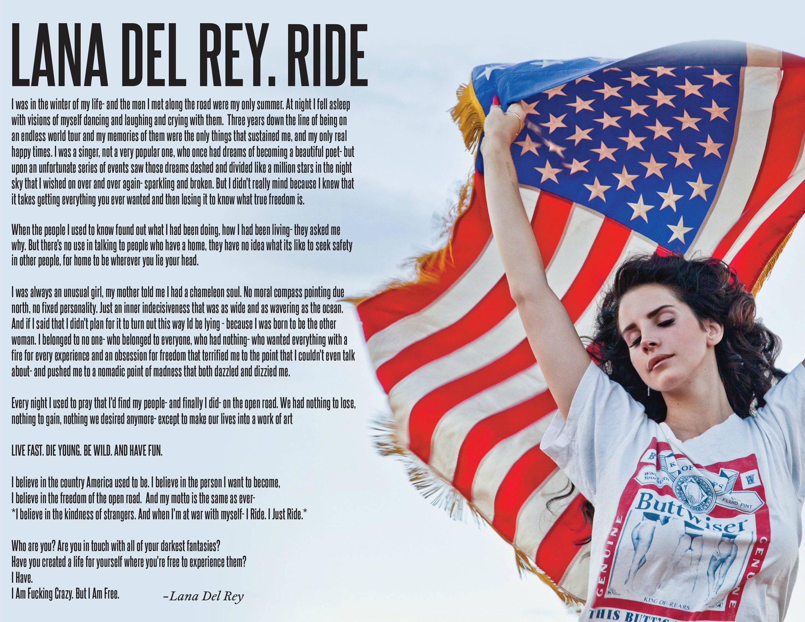 Lana Del Rey Ride Video Poem