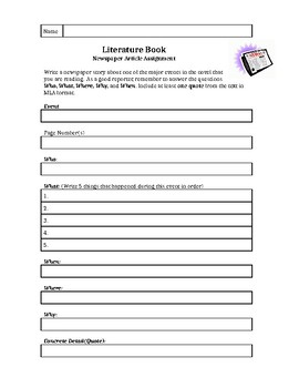 Newspaper Article Template For Students Printable