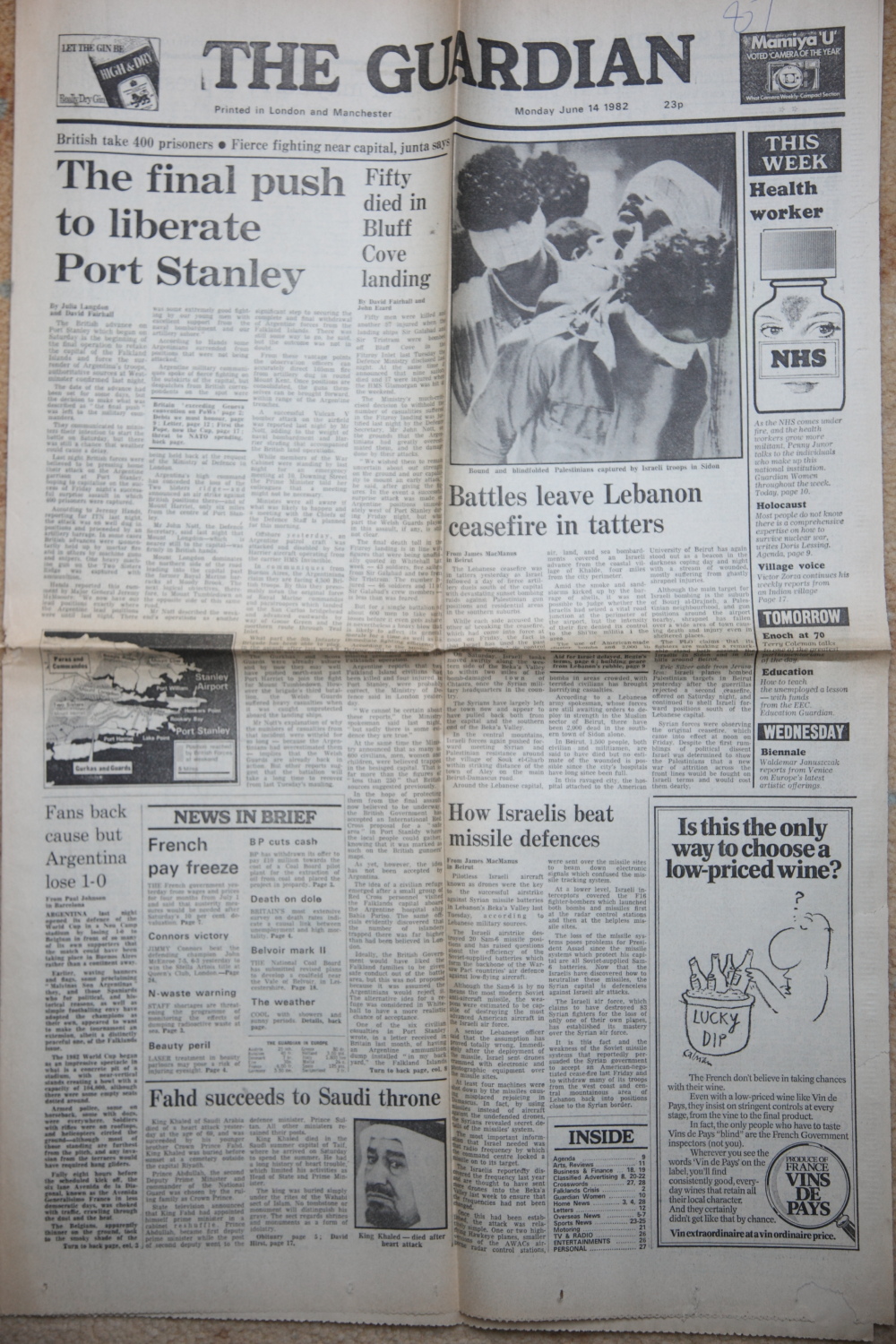 Newspaper Headlines 1982