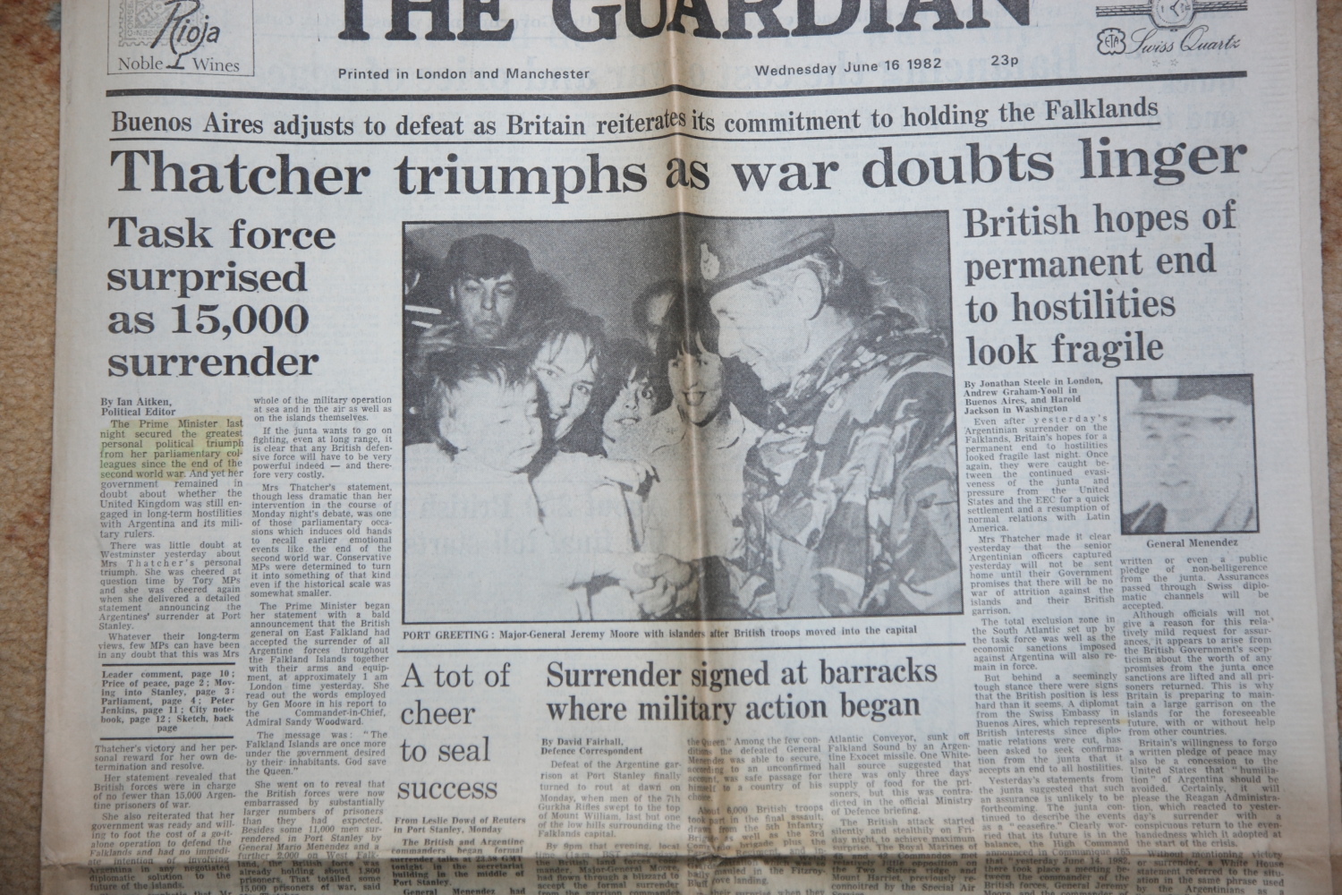 Newspaper Headlines 1982