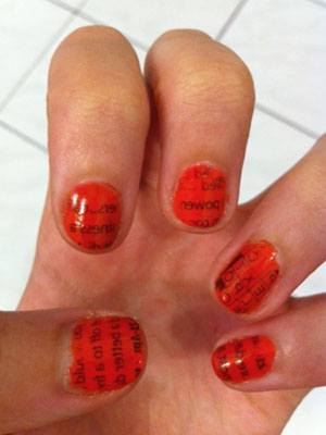 Newspaper Nails With Nail Polish Remover