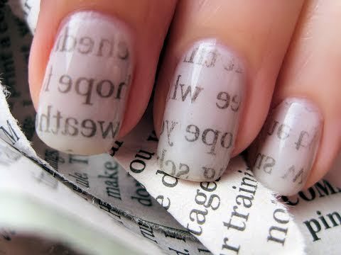 Newspaper Nails With Nail Polish Remover