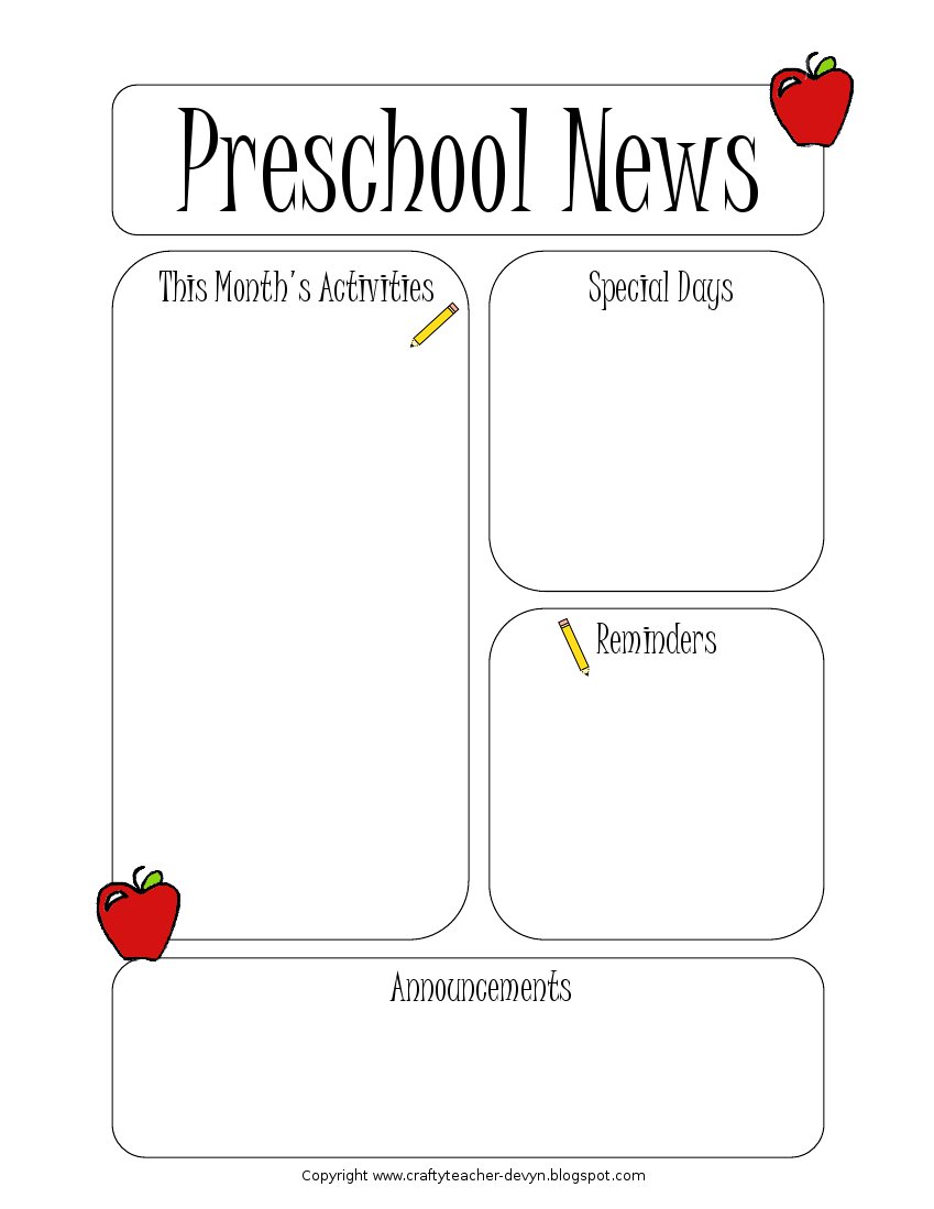 Preschool Newsletter Templates Free