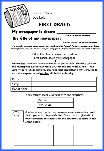 Printable Newspaper Template For Children