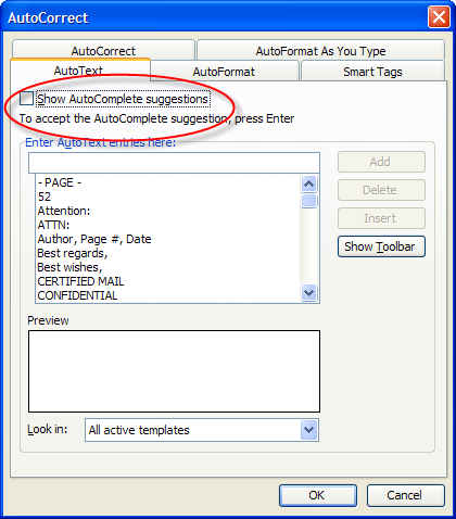 Turn Off Autocomplete Excel 2007